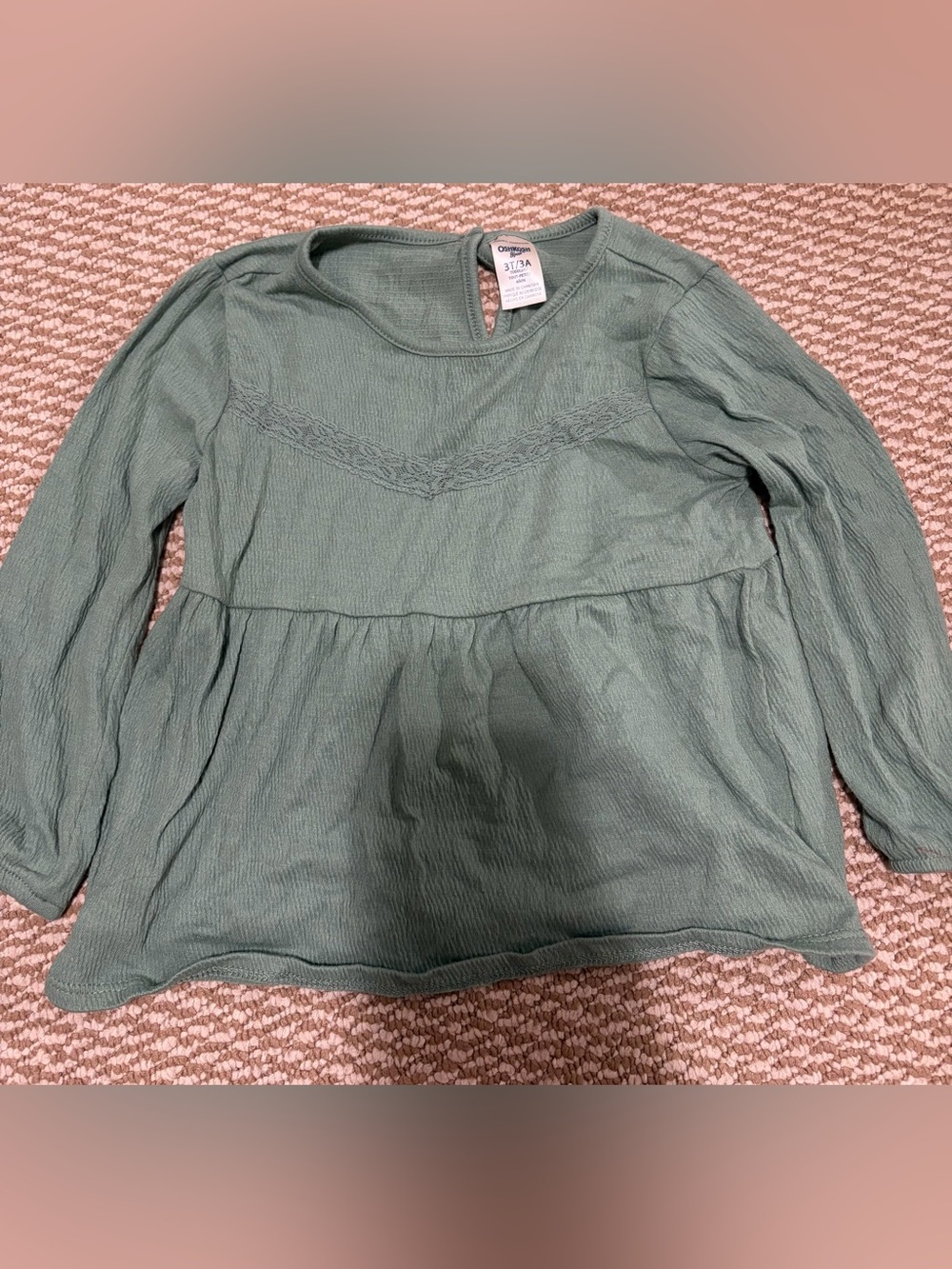 Girls size 3T OshKosh B'gosh Sage Green Long-Sleeve shirt